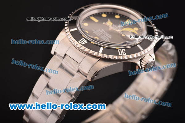 Rolex Submariner Automatic Movement Silver Case with Black Dial and Bezel-Orange Marker - Click Image to Close